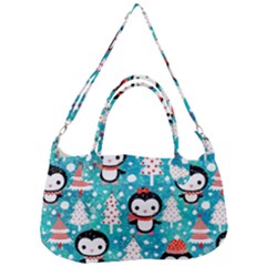 Blue Penguin Pattern, Adoxali, Christmas, Cute Removable Strap Handbag by kyorashop23