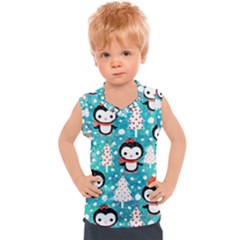 Blue Penguin Pattern, Adoxali, Christmas, Cute Kids  Sport Tank Top