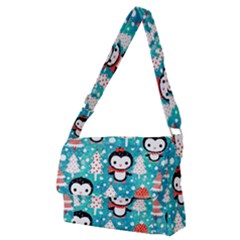 Blue Penguin Pattern, Adoxali, Christmas, Cute Full Print Messenger Bag (m) by kyorashop23