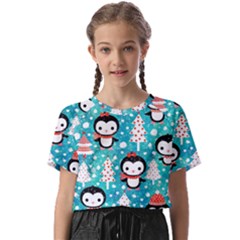 Blue Penguin Pattern, Adoxali, Christmas, Cute Kids  Basic T-Shirt