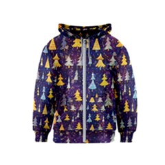 Gold And Blue Trees, Adoxali, Christmas Kids  Zipper Hoodie