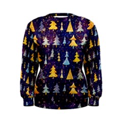 Gold And Blue Trees, Adoxali, Christmas Women s Sweatshirt