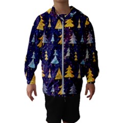 Gold And Blue Trees, Adoxali, Christmas Kids  Hooded Windbreaker