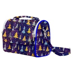 Gold And Blue Trees, Adoxali, Christmas Satchel Shoulder Bag