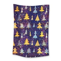 Gold And Blue Trees, Adoxali, Christmas Small Tapestry