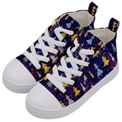 Gold And Blue Trees, Adoxali, Christmas Kids  Mid-top Canvas Sneakers