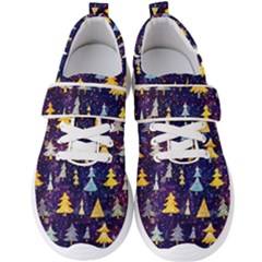 Gold And Blue Trees, Adoxali, Christmas Men s Velcro Strap Shoes by kyorashop23