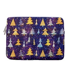 Gold And Blue Trees, Adoxali, Christmas 14  Vertical Laptop Sleeve Case With Pocket