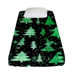 Green Christmas Trees, Adoxali, Scandinavian Fitted Sheet (single Size) by kyorashop23