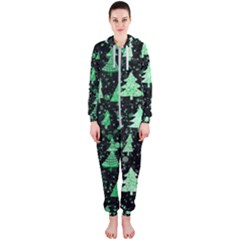 Green Christmas Trees, Adoxali, Scandinavian Hooded Jumpsuit (ladies)