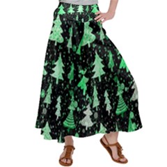 Green Christmas Trees, Adoxali, Scandinavian Women s Satin Palazzo Pants by kyorashop23