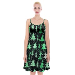 Green Christmas Trees, Adoxali, Scandinavian Spaghetti Strap Velvet Dress