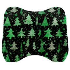 Green Christmas Trees, Adoxali, Scandinavian Velour Head Support Cushion by kyorashop23