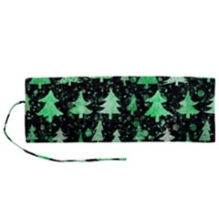 Green Christmas Trees, Adoxali, Scandinavian Roll Up Canvas Pencil Holder (m)