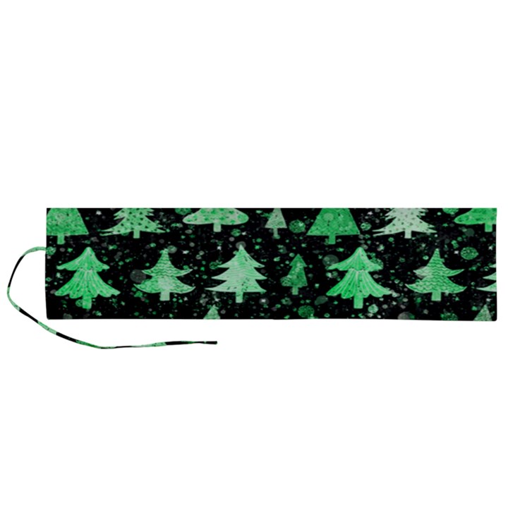 Green Christmas Trees, Adoxali, Scandinavian Roll Up Canvas Pencil Holder (L)