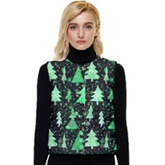 Green Christmas Trees, Adoxali, Scandinavian Women s Button Up Puffer Vest