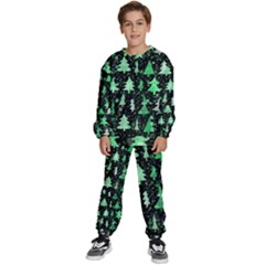 Green Christmas Trees, Adoxali, Scandinavian Kids  Sweatshirt Set