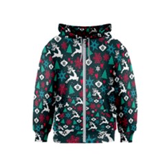 Holiday Season Pattern Kids  Zipper Hoodie