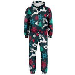 Holiday Season Pattern Hooded Jumpsuit (men)