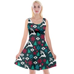 Holiday Season Pattern Reversible Velvet Sleeveless Dress