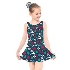 Holiday Season Pattern Kids  Skater Dress Swimsuit by kyorashop23