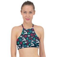 Holiday Season Pattern Halter Bikini Top by kyorashop23