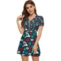 Holiday Season Pattern V-Neck High Waist Chiffon Mini Dress View2