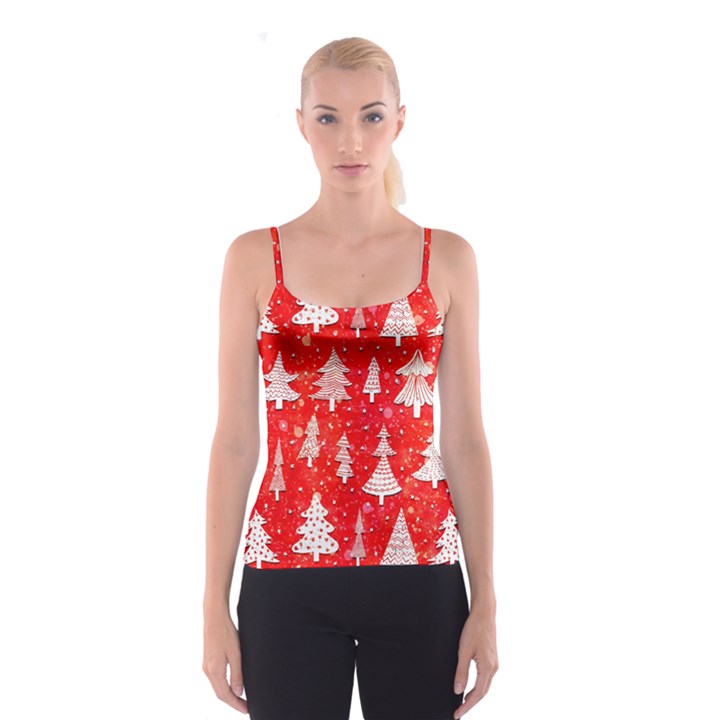 White And Red Trees, Adoxali, Christmas Spaghetti Strap Top