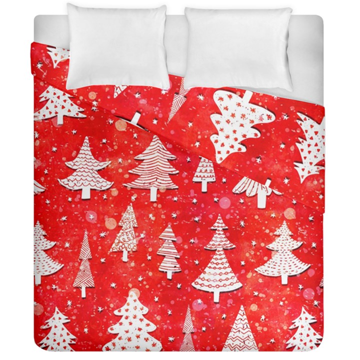 White And Red Trees, Adoxali, Christmas Duvet Cover Double Side (California King Size)