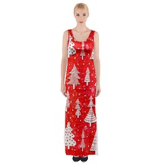 White And Red Trees, Adoxali, Christmas Thigh Split Maxi Dress by kyorashop23