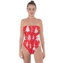 White And Red Trees, Adoxali, Christmas Tie Back One Piece Swimsuit View1