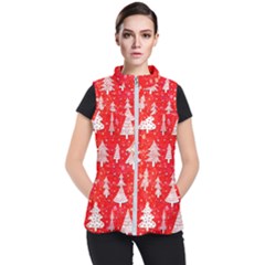 White And Red Trees, Adoxali, Christmas Women s Puffer Vest