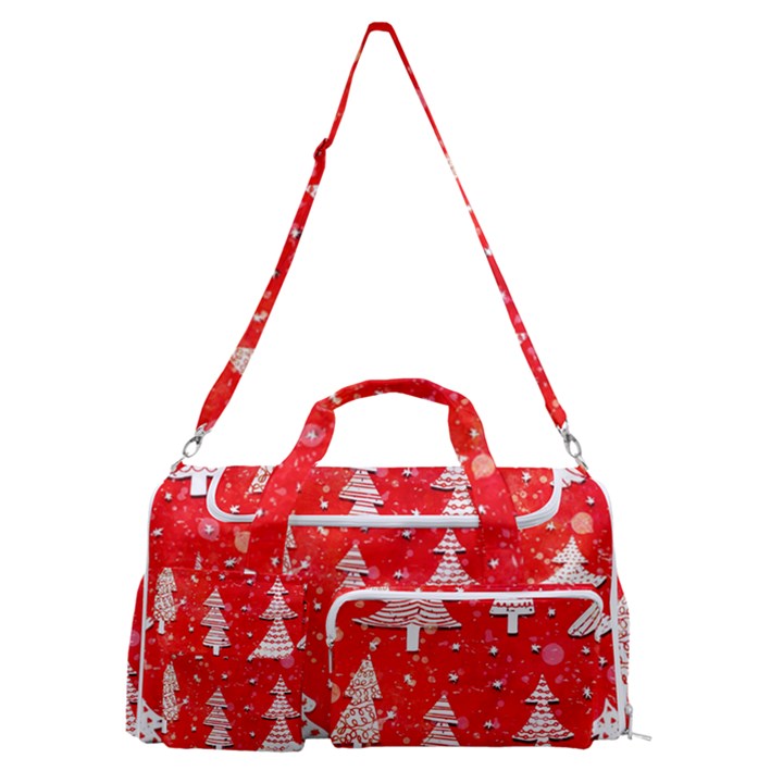 White And Red Trees, Adoxali, Christmas Sports Gym Duffle Bag with Shoe Compartment