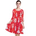 White And Red Trees, Adoxali, Christmas Quarter Sleeve Waist Band Dress View1