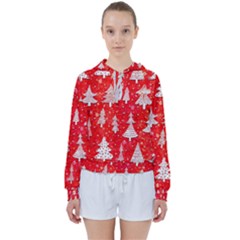 White And Red Trees, Adoxali, Christmas Women s Tie Up Sweat