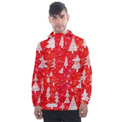 White And Red Trees, Adoxali, Christmas Men s Front Pocket Pullover Windbreaker