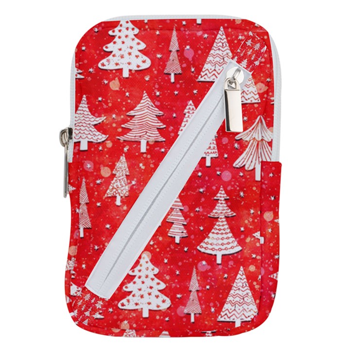 White And Red Trees, Adoxali, Christmas Belt Pouch Bag (Small)