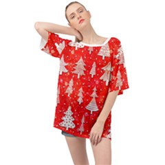 White And Red Trees, Adoxali, Christmas Oversized Chiffon Top by kyorashop23