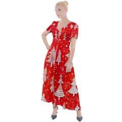 White And Red Trees, Adoxali, Christmas Button Up Short Sleeve Maxi Dress by kyorashop23