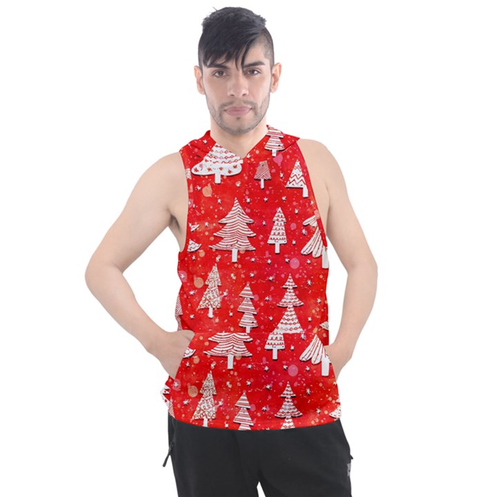 White And Red Trees, Adoxali, Christmas Men s Sleeveless Hoodie