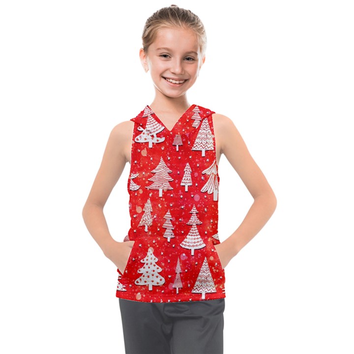 White And Red Trees, Adoxali, Christmas Kids  Sleeveless Hoodie