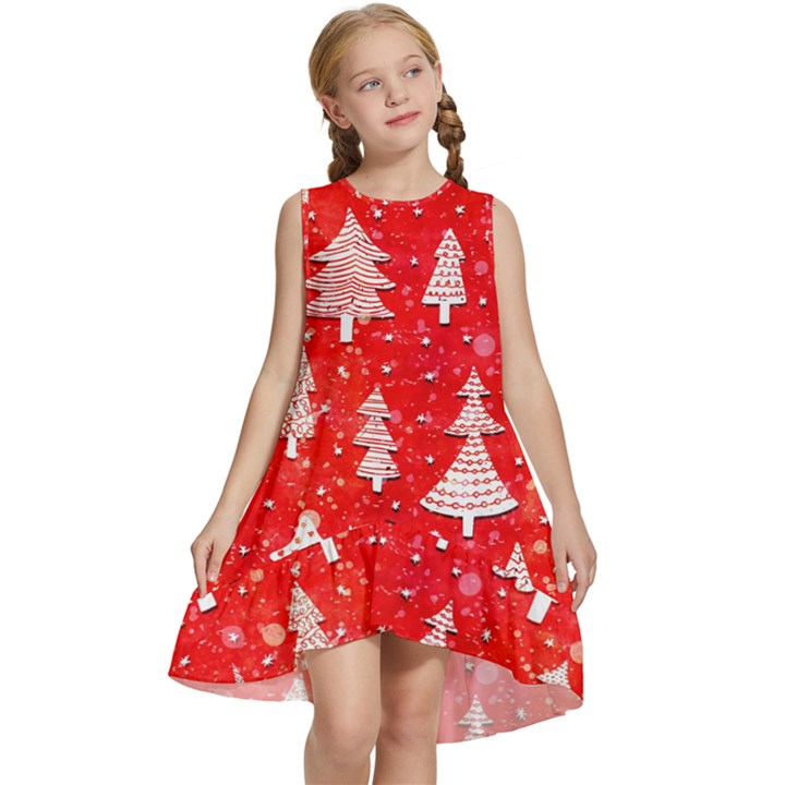 White And Red Trees, Adoxali, Christmas Kids  Frill Swing Dress