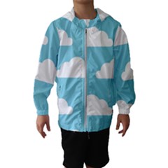 Clouds Blue Pattern Kids  Hooded Windbreaker