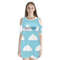 Clouds Blue Pattern Shoulder Cutout Velvet One Piece