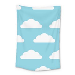 Clouds Blue Pattern Small Tapestry