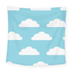 Clouds Blue Pattern Square Tapestry (large)