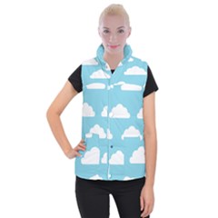 Clouds Blue Pattern Women s Button Up Vest