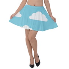 Clouds Blue Pattern Velvet Skater Skirt