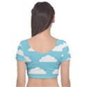 Clouds Blue Pattern Velvet Short Sleeve Crop Top  View2