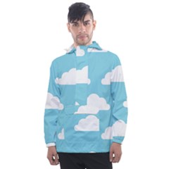 Clouds Blue Pattern Men s Front Pocket Pullover Windbreaker